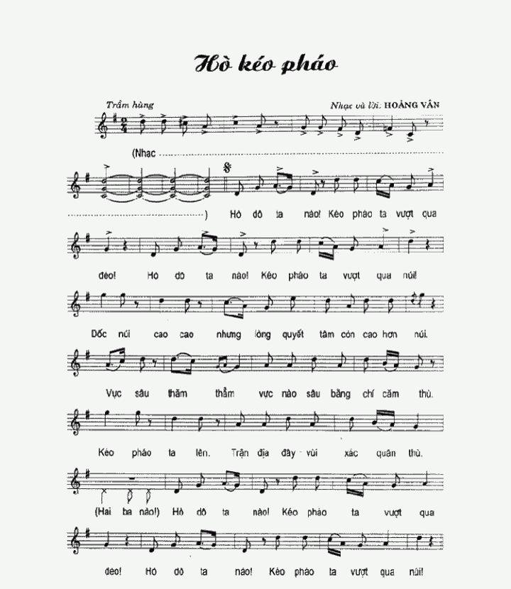 Sheet nhạc Hò Kéo Pháo